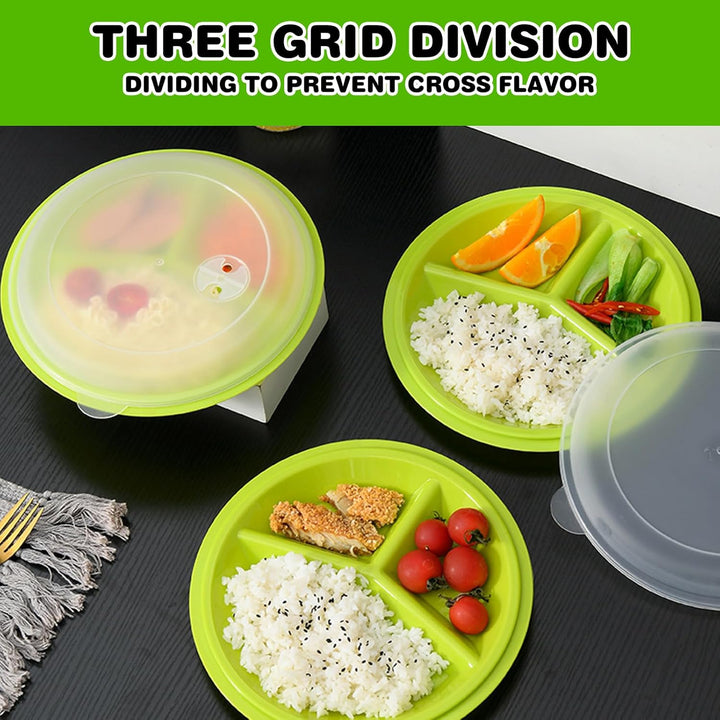 Convenient meal prep travel plate for healthy eating. BPA-free lunch box for diet, portion control & food storage.