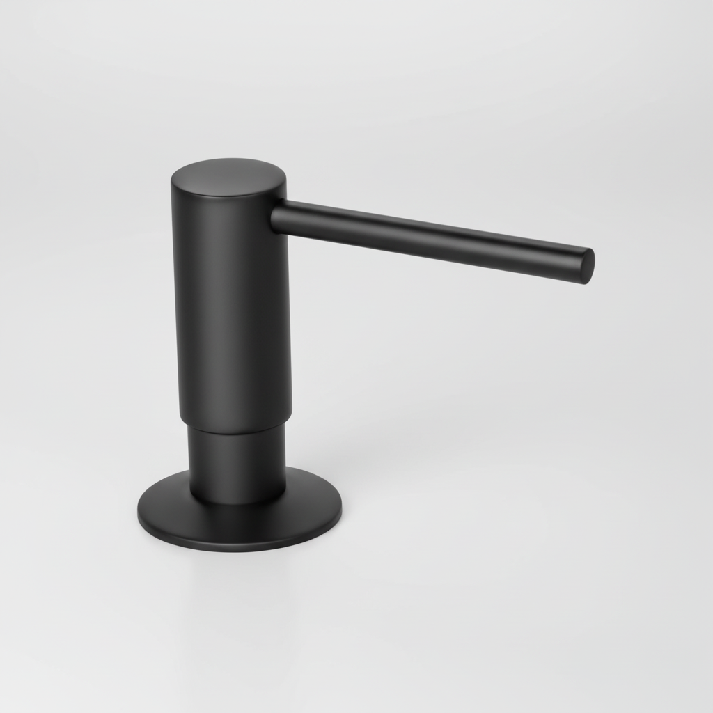Stylish BrassEase built-in soap dispenser in a kitchen, ideal for liquid hand or dish soap.