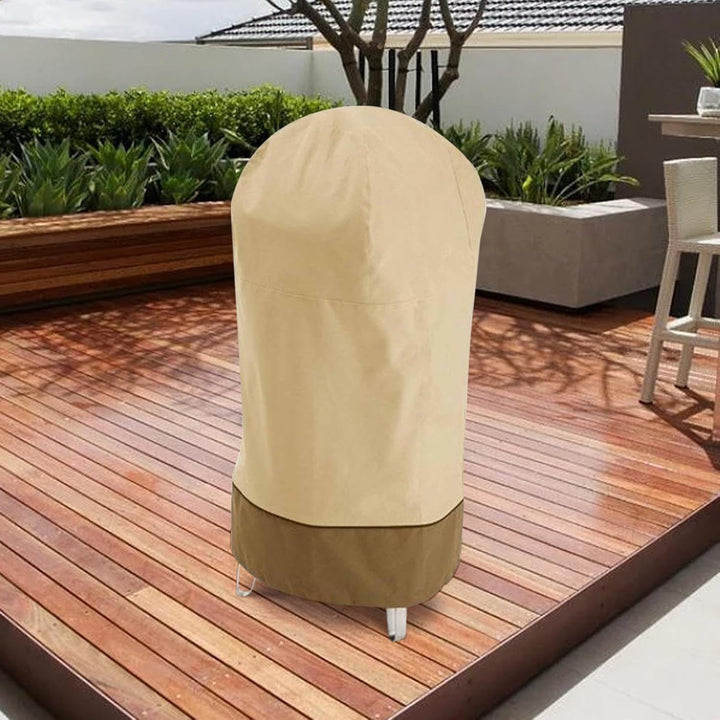 Detail of Bravoro smoker cover's secure straps, ensuring heavy-duty waterproof and UV protection for BBQ.