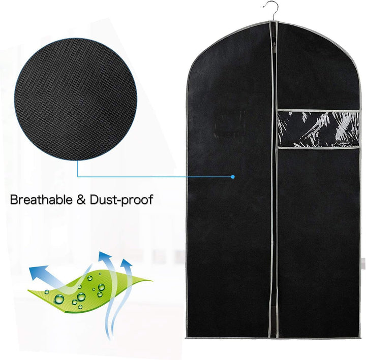 Dust-proof breathable clothing covers, 10-piece set, with window for visibility; perfect for all garments.