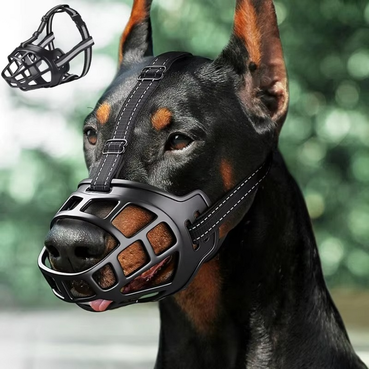 Durable, water-friendly anti-bite dog muzzle for all dogs. Breathable design & reflective accents enhance pet safety outdoors.