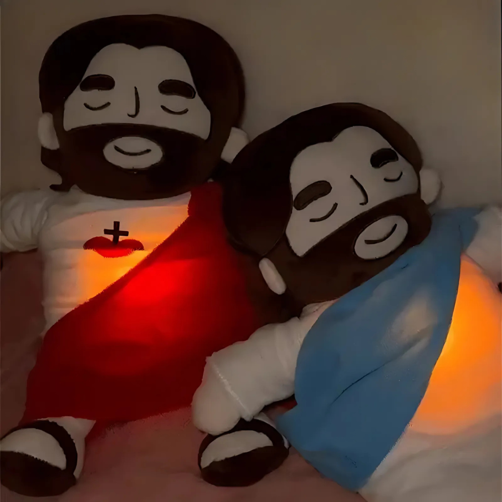 Gentle breathing Jesus plush doll, an ideal spiritual gift for kids' soothing comfort & sleep.