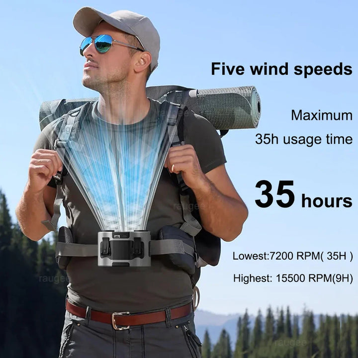 BreezeMate clip fan in packaging, showcasing its readiness for outdoor adventures and personal comfort.