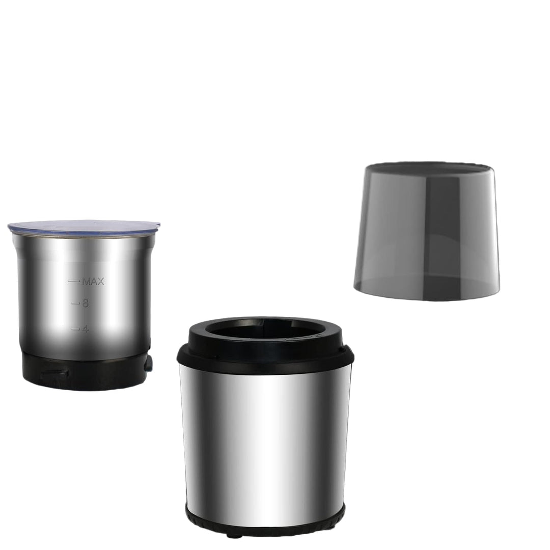 BrewMate electric coffee & spice grinder in action, grinding coffee beans, food preparation tool