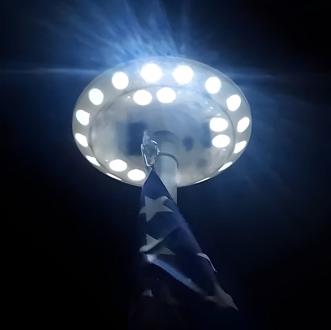 Durable, weather-resistant solar flagpole light for bright LED garden & home flag display.