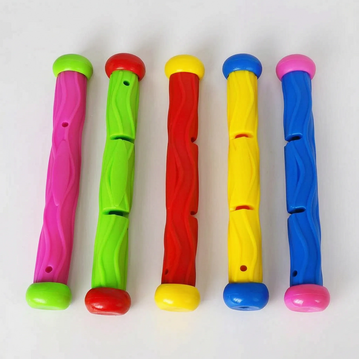 Boost swim skills with this brightly colored kids' diving toy set, perfect for underwater pool games.