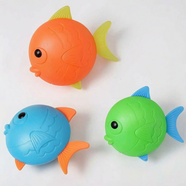 Children's brightly colored diving toy set, perfect for young swimmers' underwater pool games.