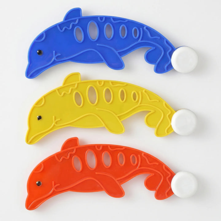 Engaging brightly colored kids' diving toy set for fun underwater retrieve games in the pool.