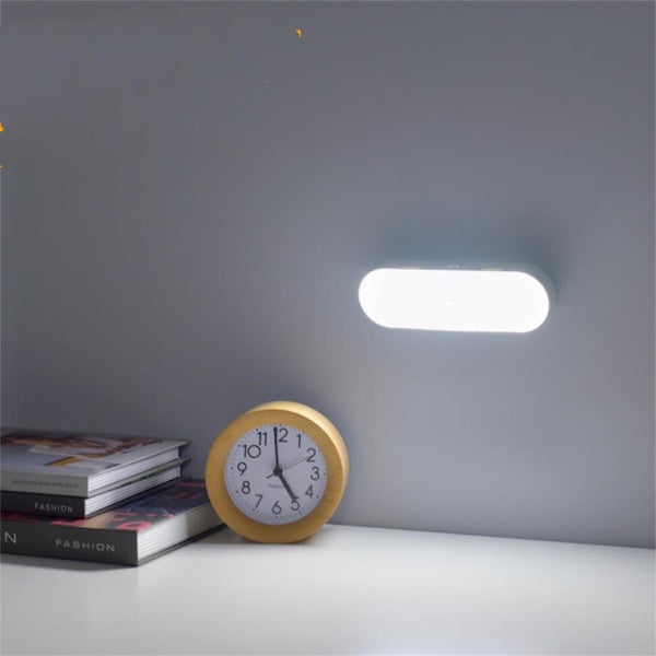 Portable USB rechargeable motion sensor night light with magnetic mount for easy closet or hallway use.