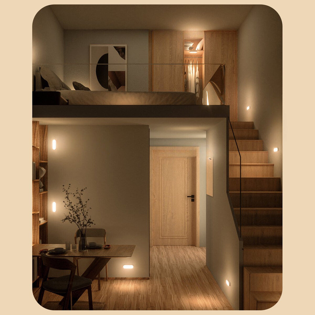 BrightSense USB rechargeable motion sensor night light, ideal for home safety in dark hallways & closets.