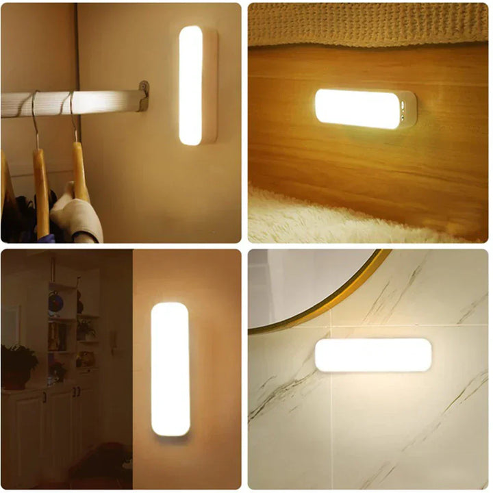 Unisex USB rechargeable motion sensor LED wall light, offering wireless, energy-efficient indoor lighting.