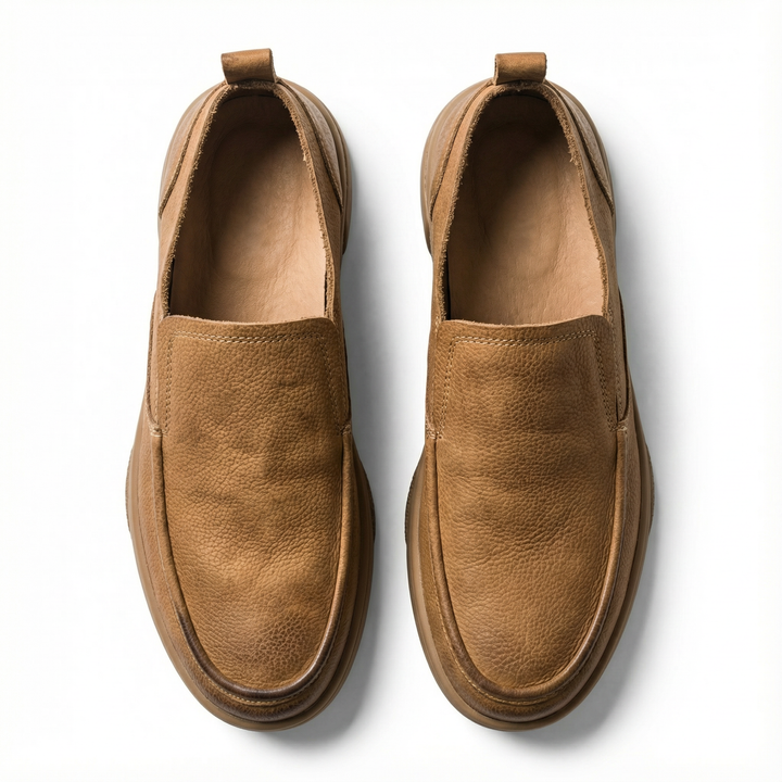 Versatile brown men's loafers. Slip-on, comfortable, and durable everyday footwear with a classic casual look.