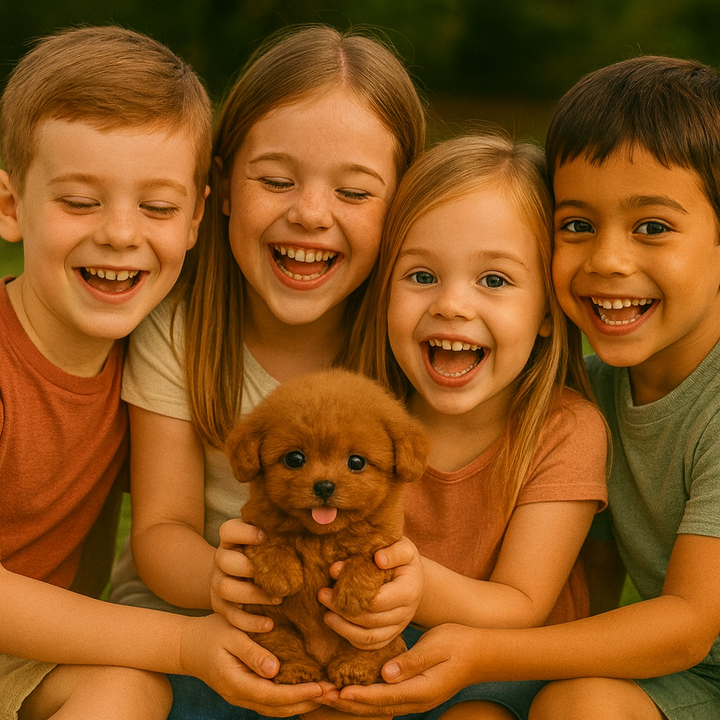 Lifelike brown and white electronic robot dog, an interactive walking puppy companion for children.