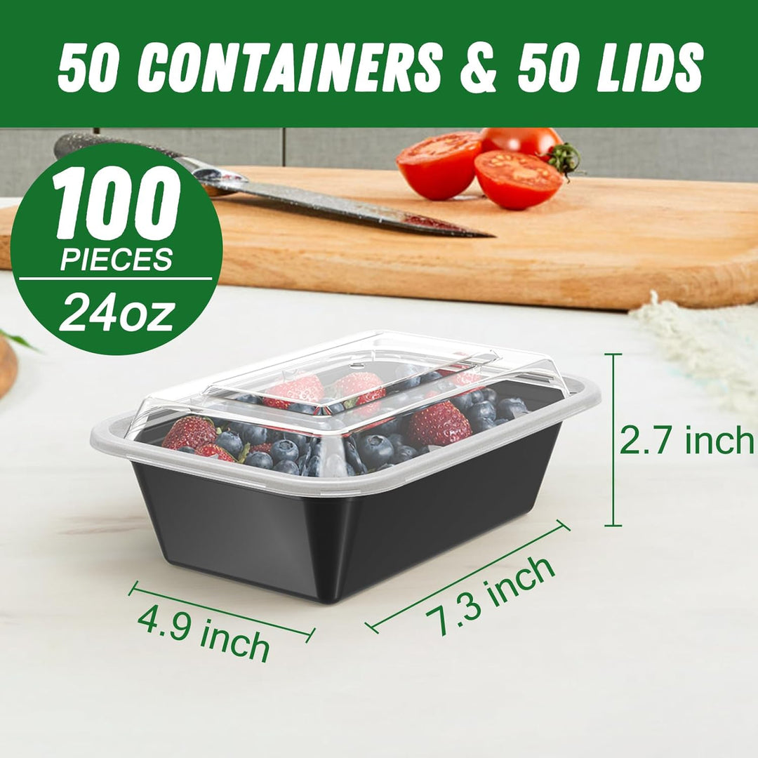 Assorted 50-piece reusable plastic food storage containers, 700ml capacity, for home kitchen