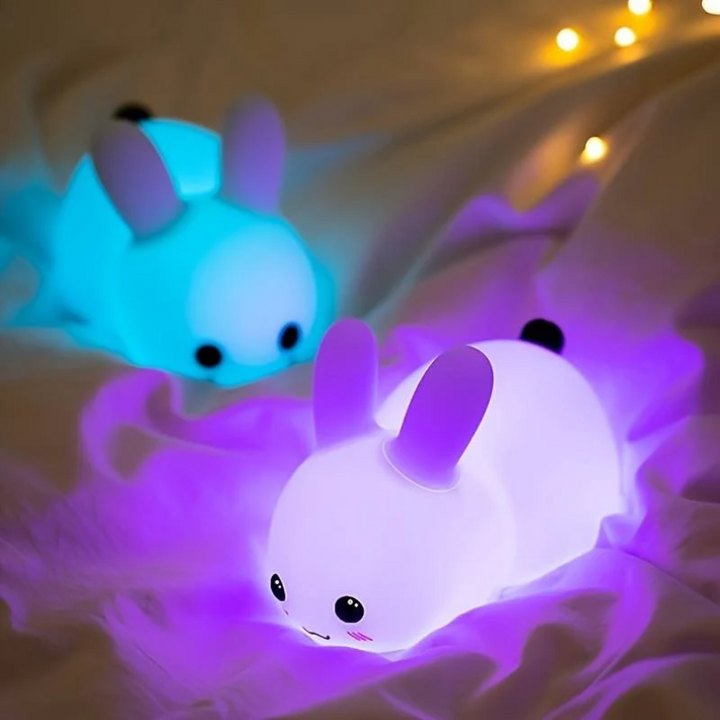 Children's bunny night light with a soft, calming glow. Essential kids lamp for a peaceful bedtime routine.