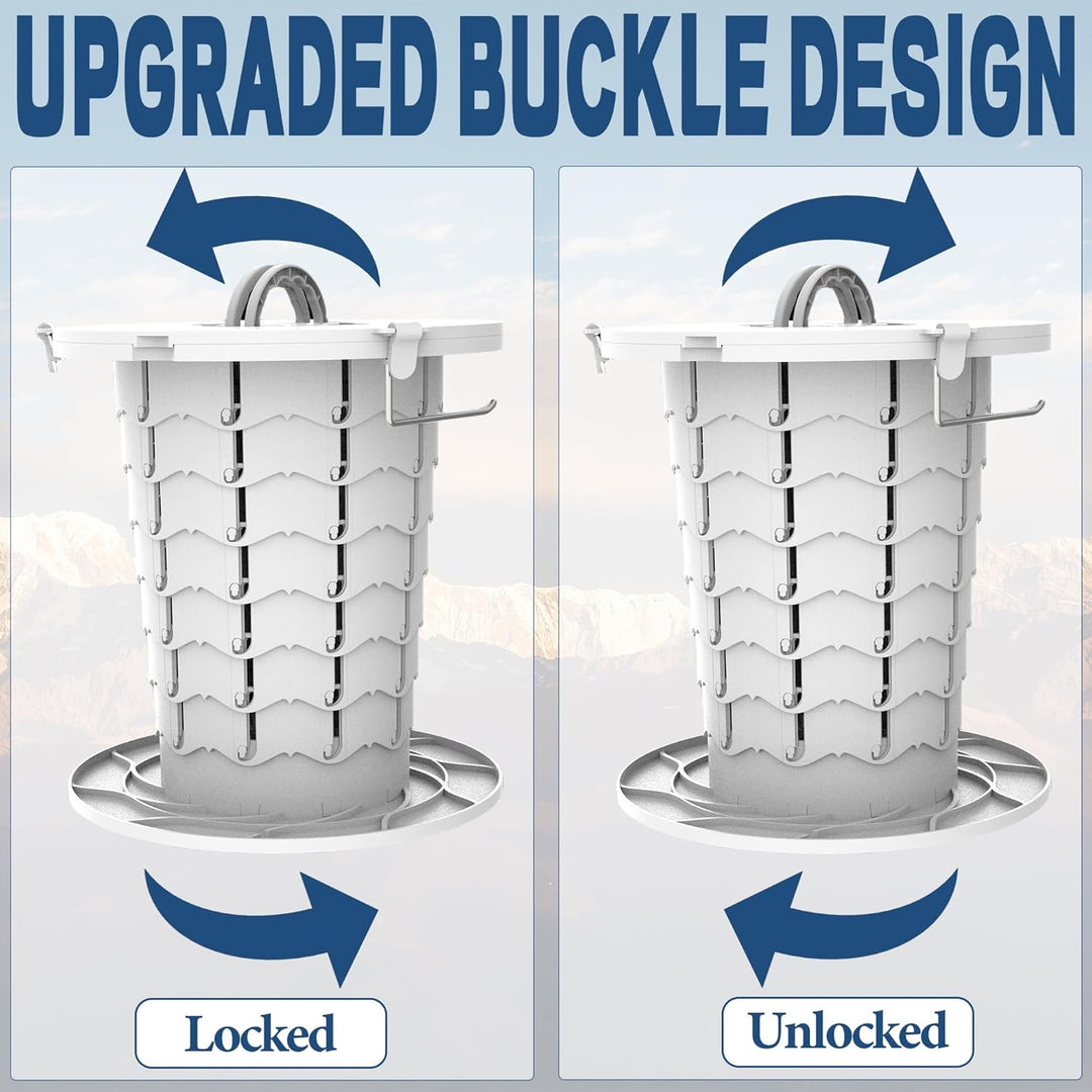 Heavy-duty portable travel toilet with adjustable height, comfort for outdoor excursions
