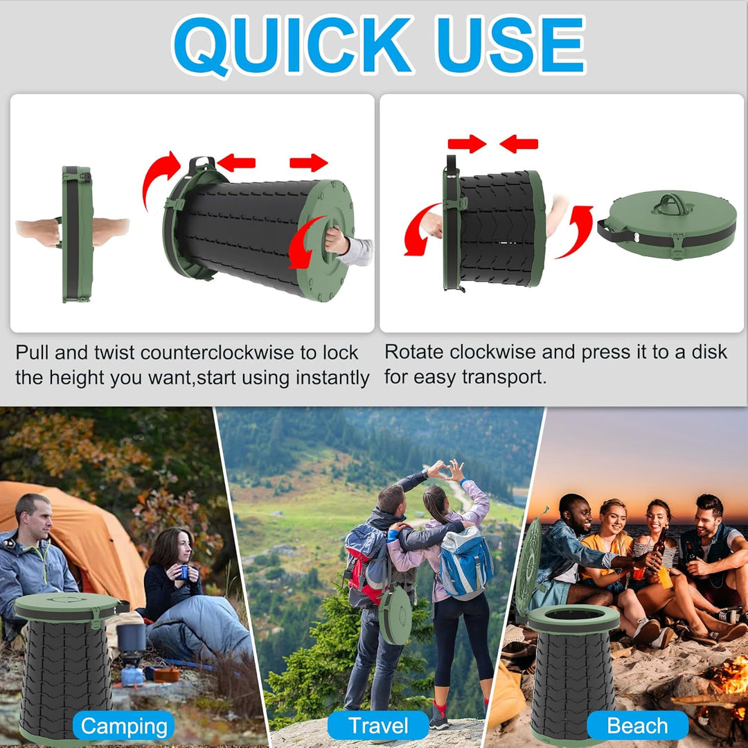 Folding portable travel toilet, adjustable height, ideal for camping and remote locations