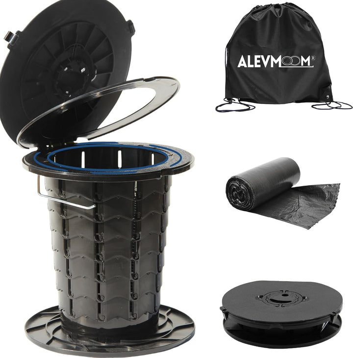 Heavy-duty adjustable height portable toilet, an essential for emergency kits and camping
