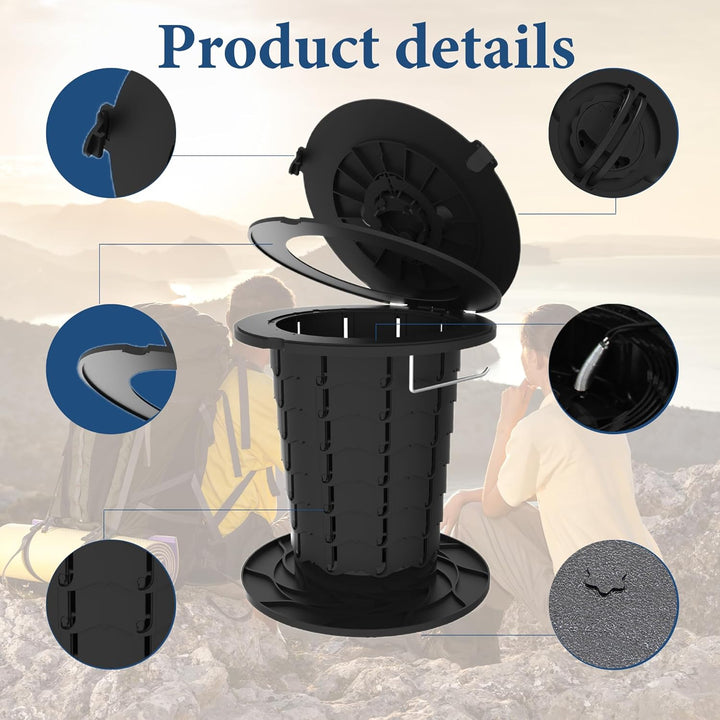 Portable travel toilet, adjustable height, a convenient solution for outdoor and emergency use