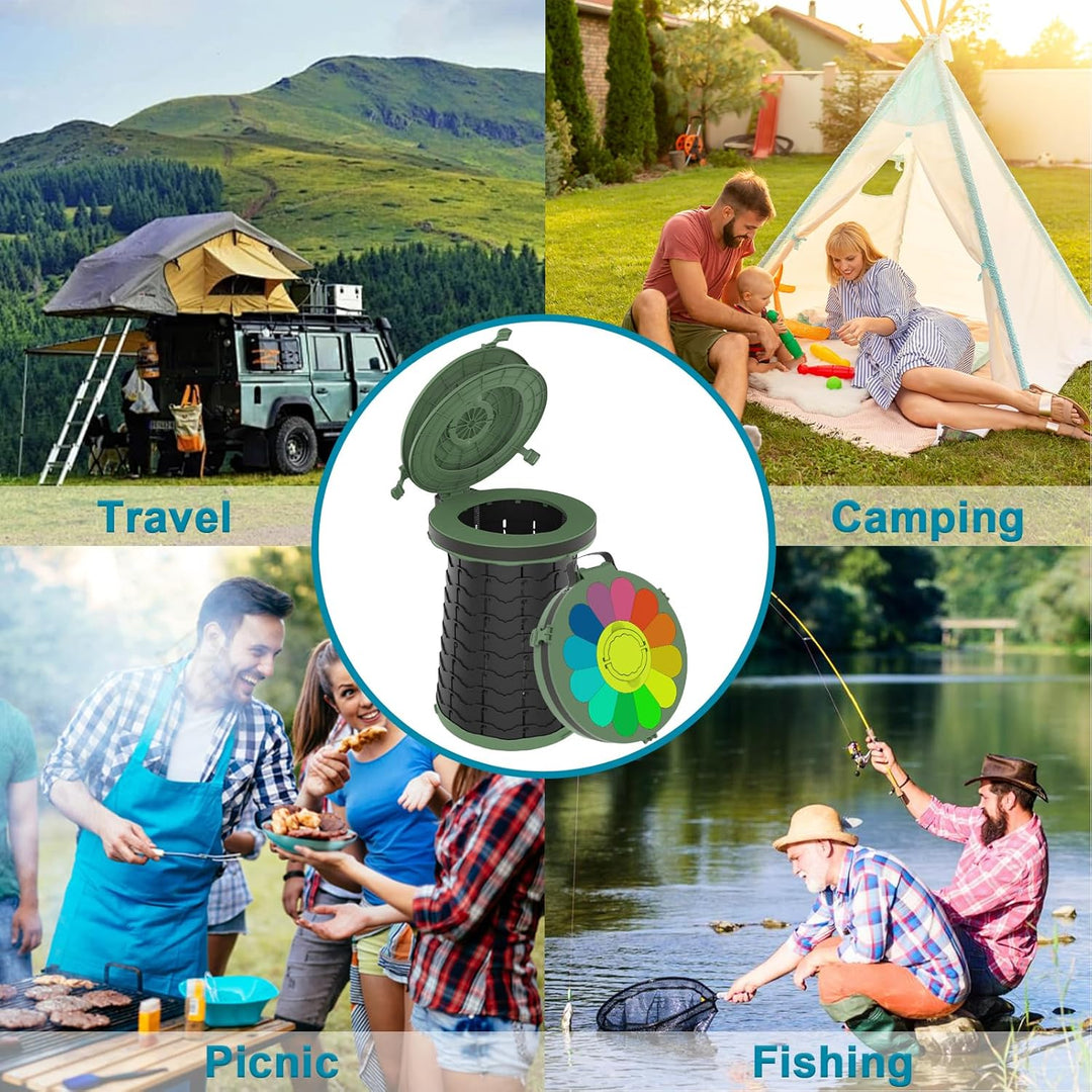 Adjustable height portable toilet, ideal for camping, RVs, and emergency preparedness