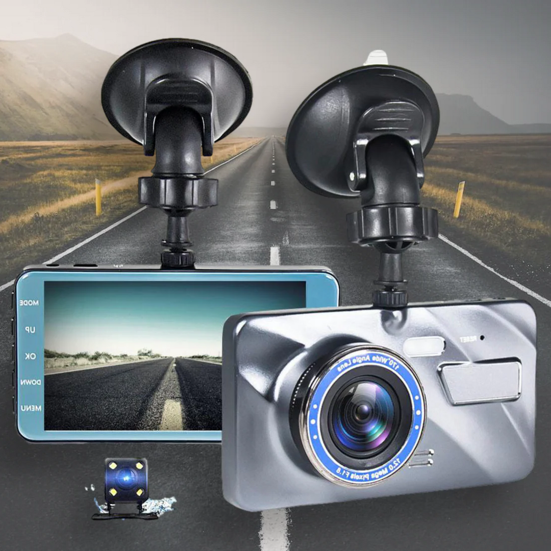 Car wireless front & rear dash cam with night vision for enhanced driving safety and vehicle security.