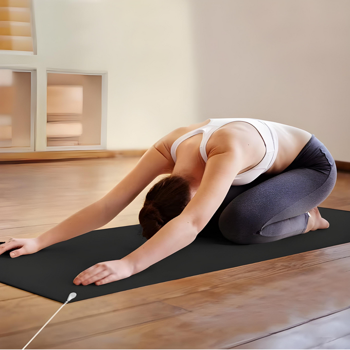 Carbon leather grounding mat to improve sleep, boost energy & reduce stress naturally. Holistic health essential.