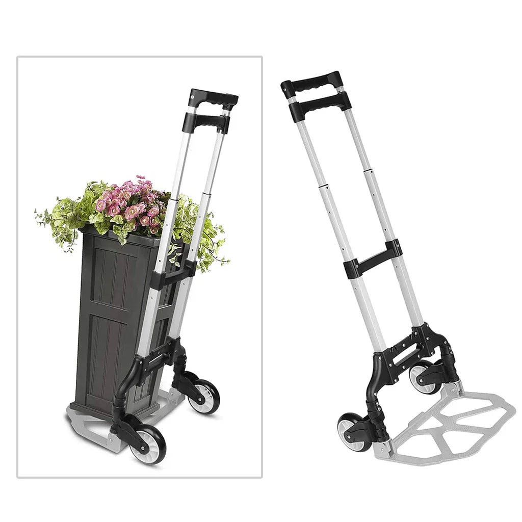 CargoMax heavy-duty folding hand truck trolley with aluminum alloy frame for heavy loads, portable design