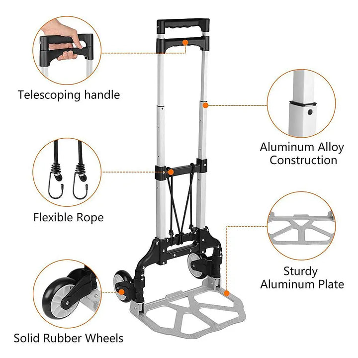 Unisex utility cart, CargoMax folding hand truck for luggage & office supplies, compact & durable