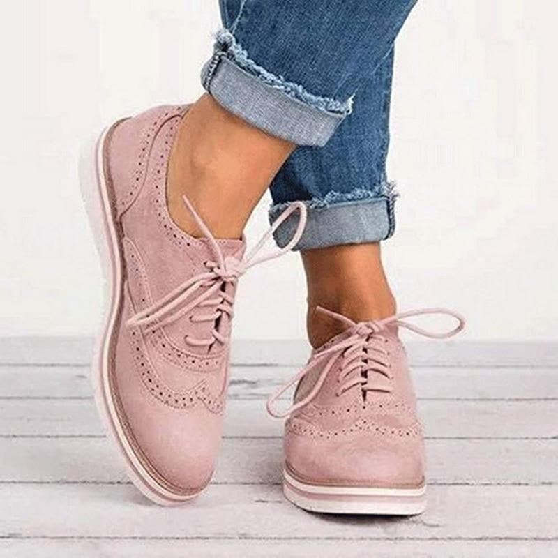 Carisse women's suede Derby shoes with classic brogue detailing, perfect for formal or casual wear.