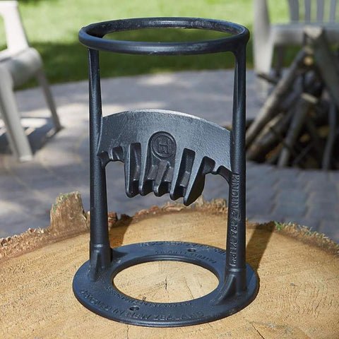 Versatile cast iron log splitter, ideal for safe & quick wood splitting, kindling & winter fireplace use.