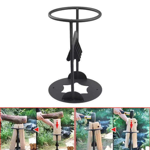 Splitting firewood safely with a durable cast iron kindling splitter, essential for hassle-free fire prep.