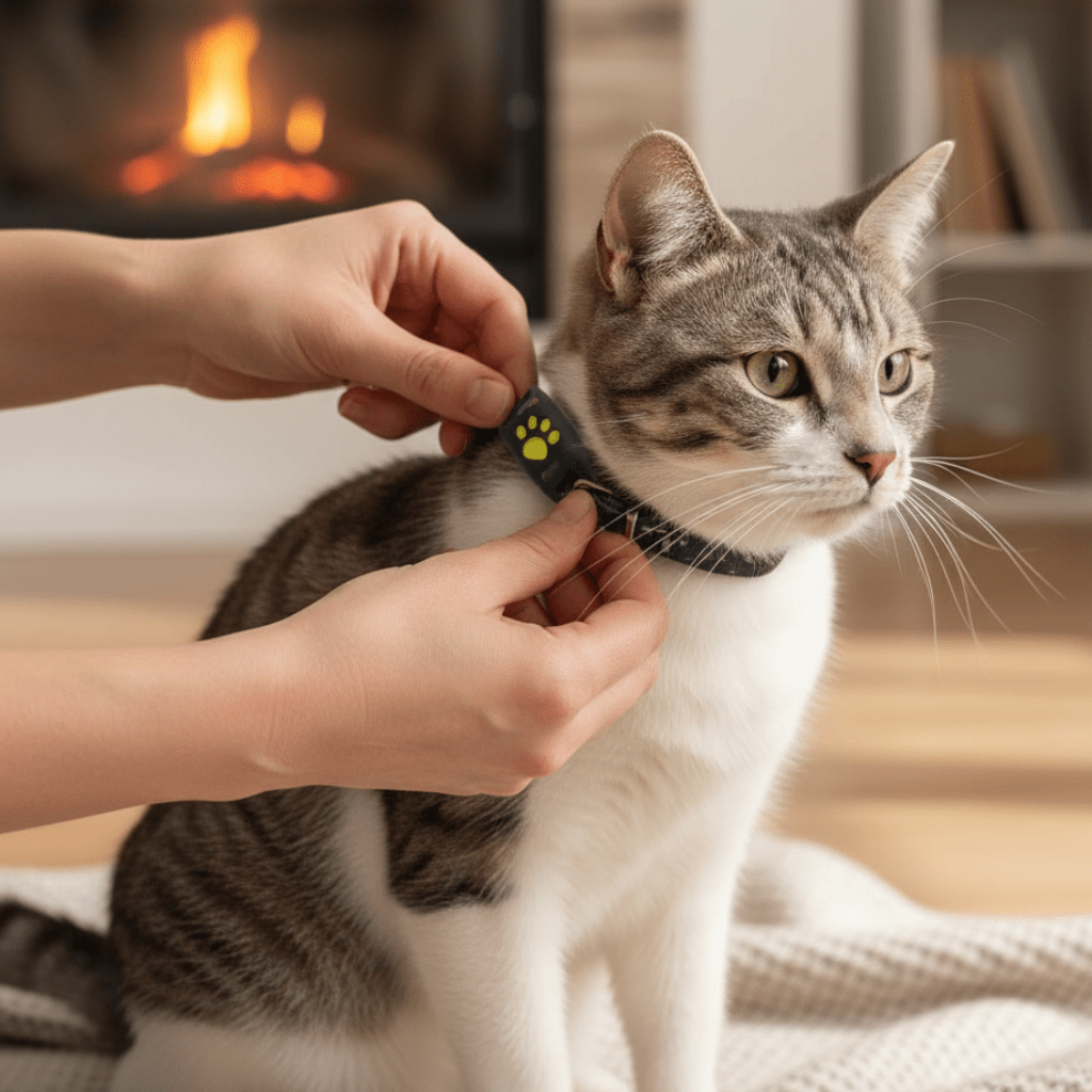 Cat GPS Tracker: small device for real-time pet location, no monthly fees, ensuring feline safety & peace of mind.