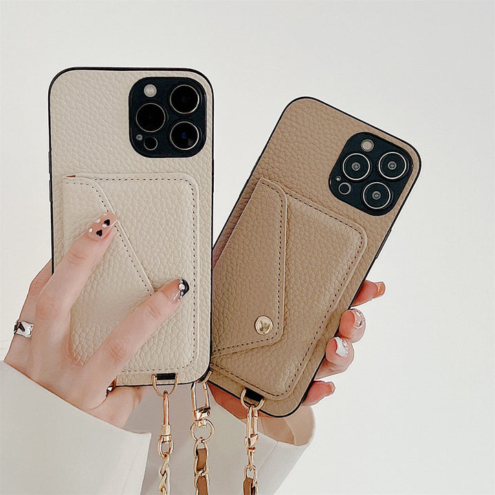 Convenient Celeste multi-color iPhone protective case. Wallet cover with card holder for all iPhone models.