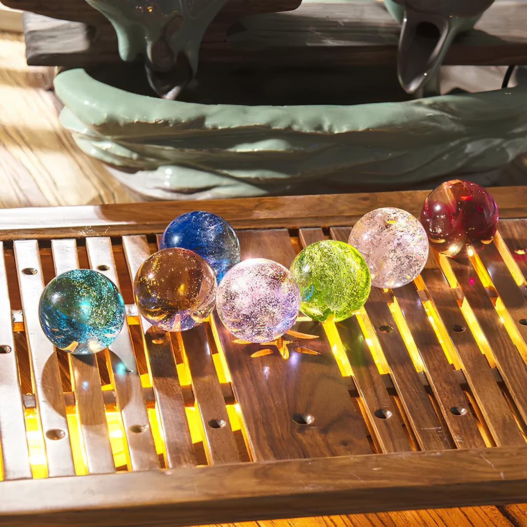 AstroGlow Orb, glowing crystal sphere with galaxy design and LED lighting, night light
