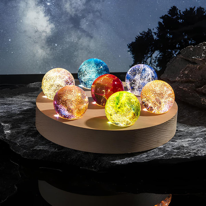 Close-up of a Celestial Galaxy Crystal Orb, showcasing intricate cosmic patterns, unique gift