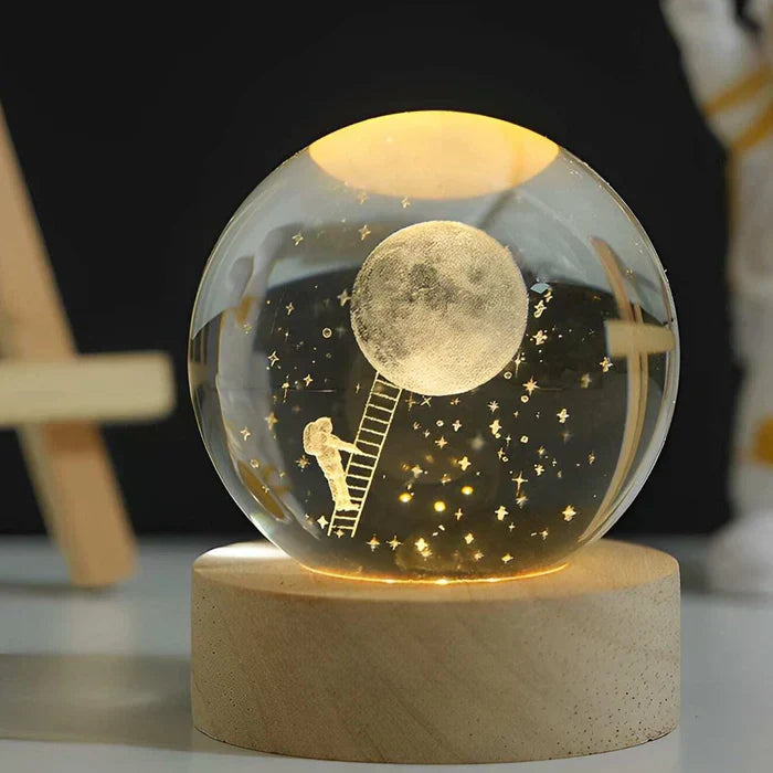 Gift-boxed CelestialGlow Crystal Sphere Night Light, ready for a unique celestial gift