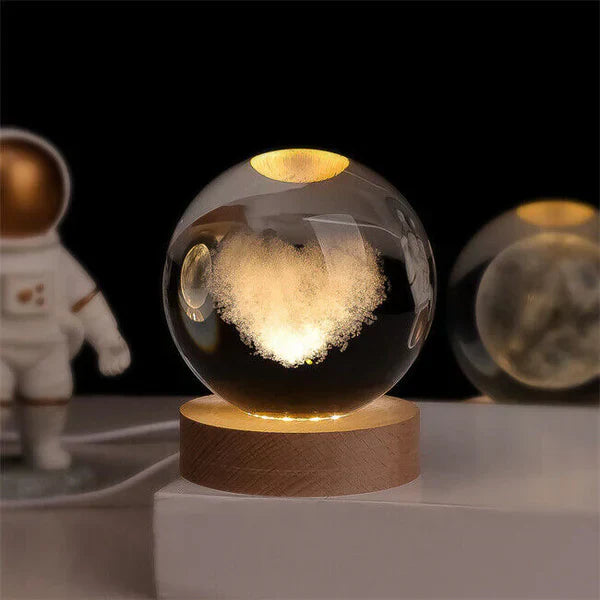 Set of CelestialGlow Crystal Sphere night lights in different sizes, unique celestial gifts