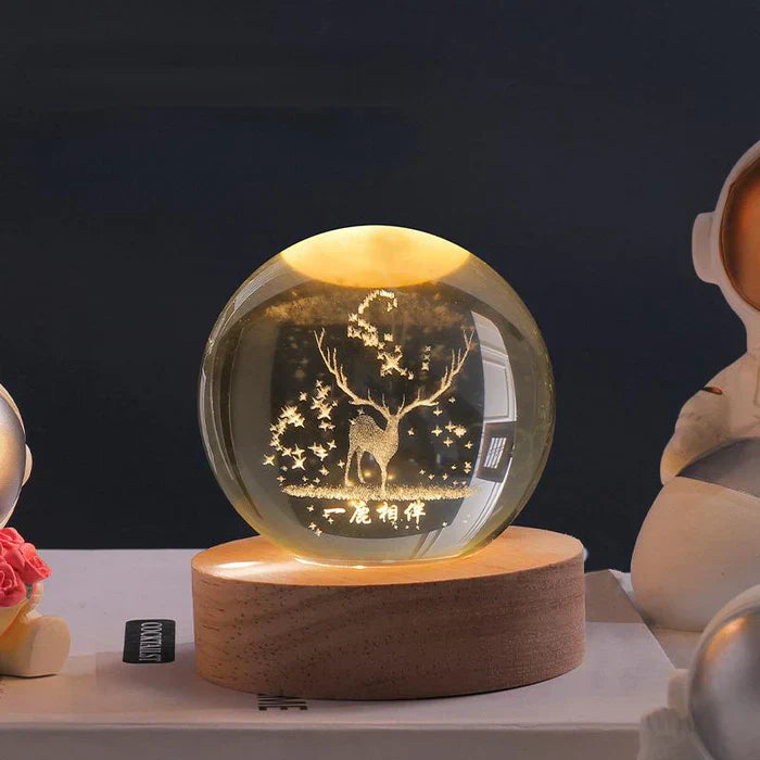 Detail of the base of the CelestialGlow Crystal Sphere, sturdy and elegant desktop lamp