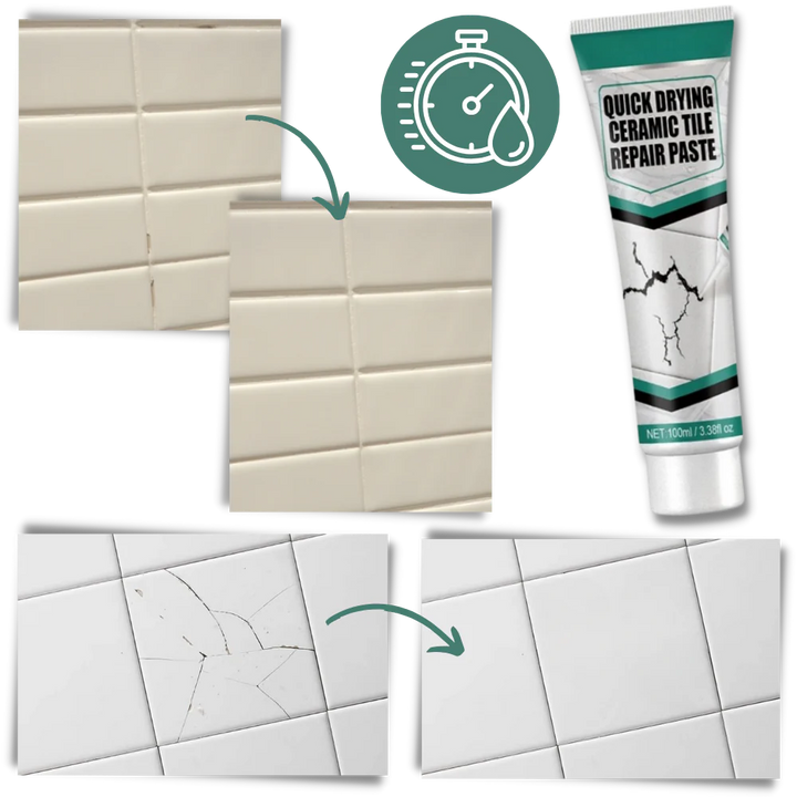Waterproof ceramic repair paste fixing a chip in a bathroom sink. Durable DIY solution for home renovation.