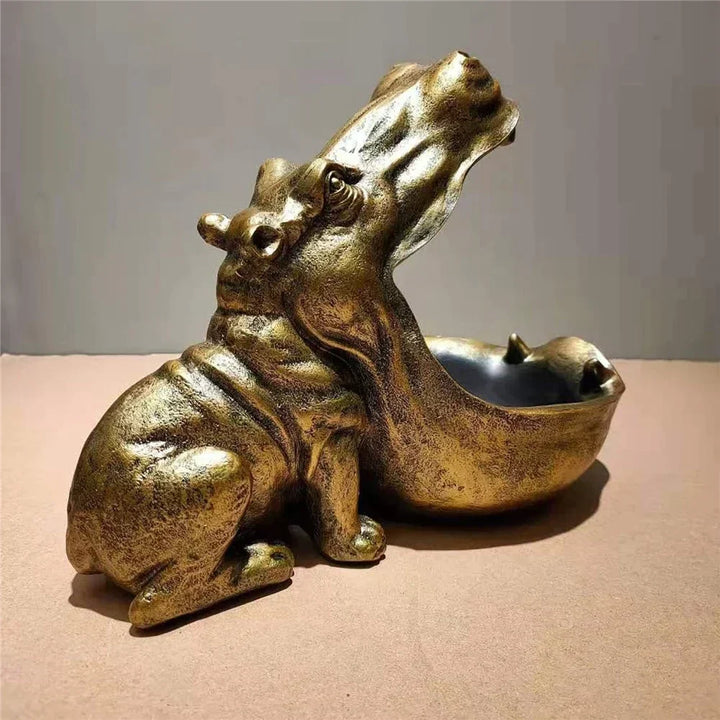 Whimsical hippopotamus desk storage box, versatile as a decorative tray or office accent.