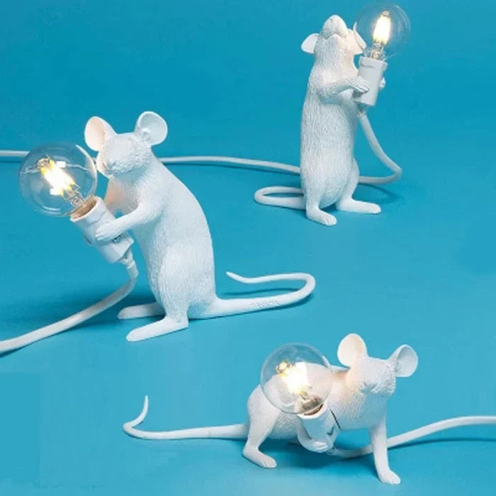 Elegant gold mouse LED lamp, a unique resin animal lamp that serves as eye-catching home decor.