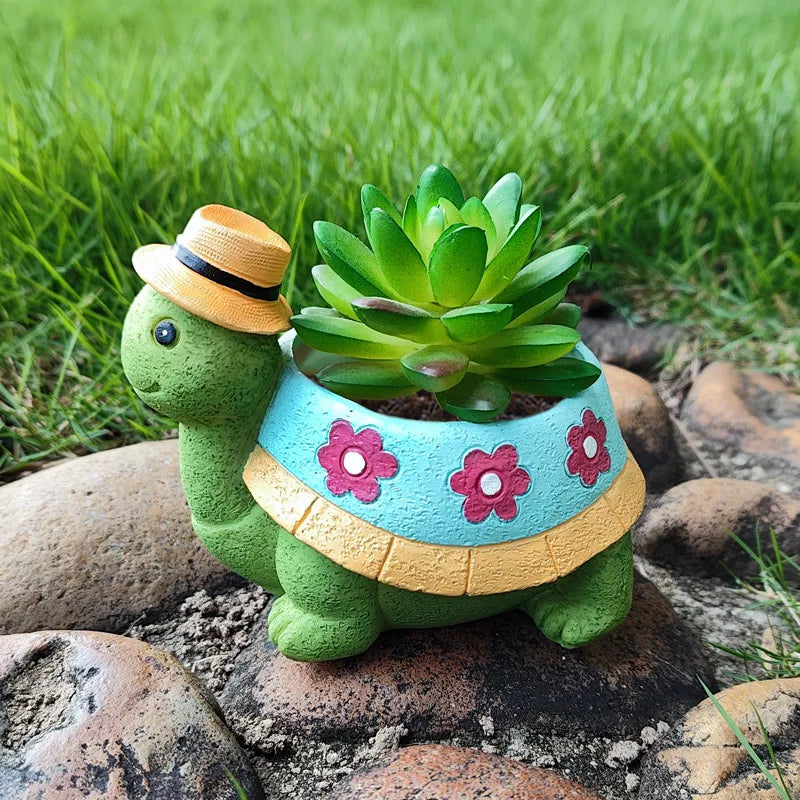 Whimsical turtle plant pot, enhancing home & garden decor. Unique animal planter for any space, indoor or outdoor.
