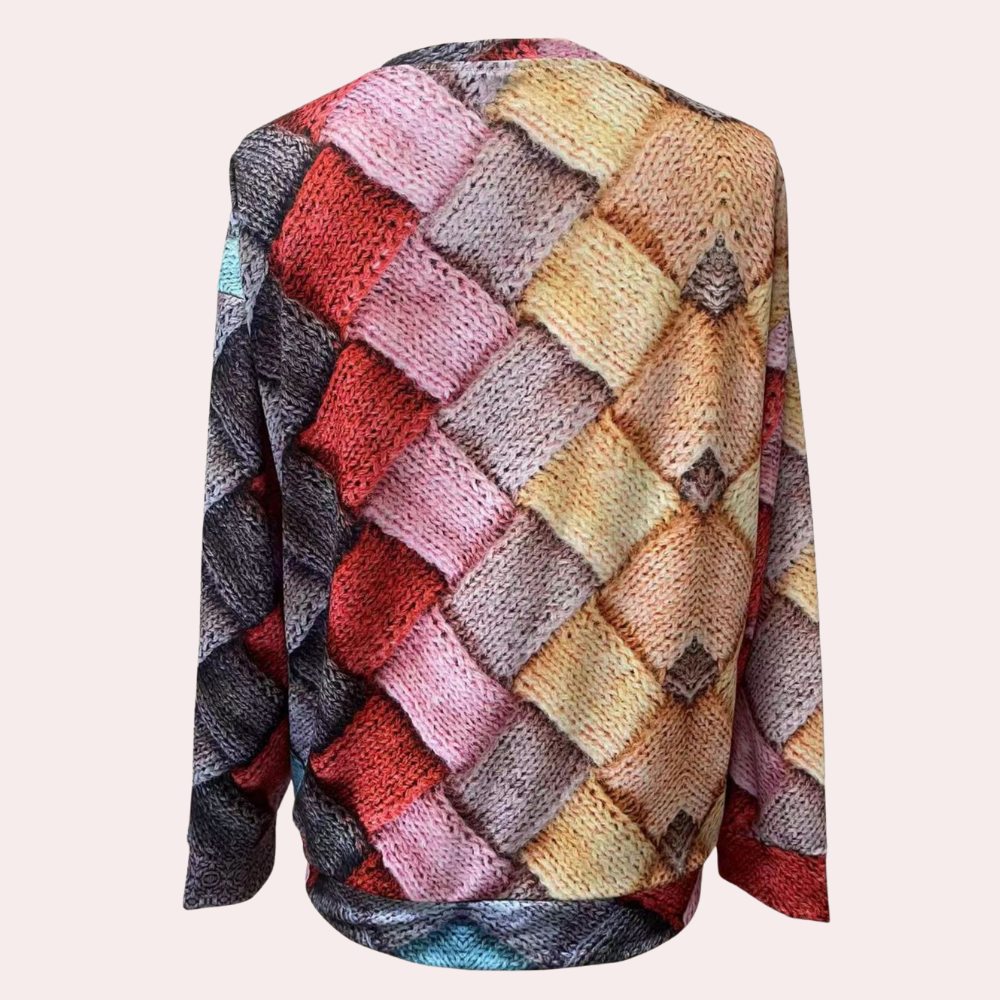 Women's cheerful & stylish everyday sweater. Comfortable, versatile knit top for vibrant casual wear & layering.