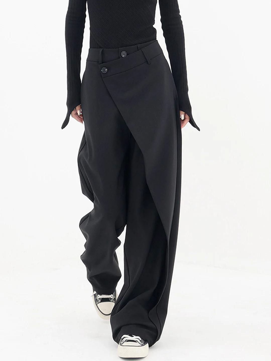 Elegant women's modern baggy trousers, featuring a unique asymmetrical style. Perfect for versatile wear.