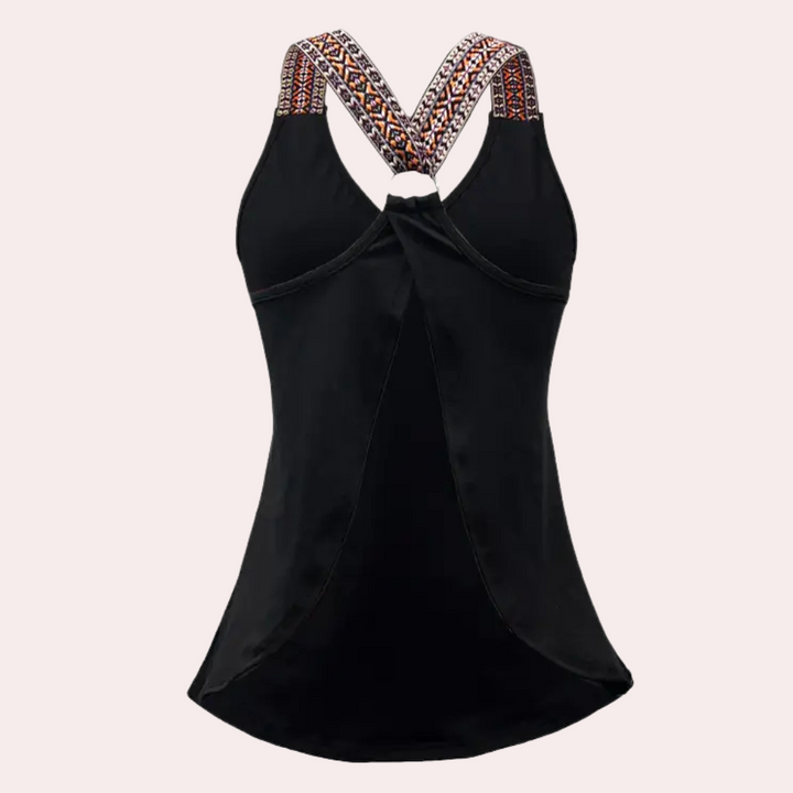 Fashionable women's black V-neck top with a chic, comfortable fit. Stylish and versatile for any occasion.