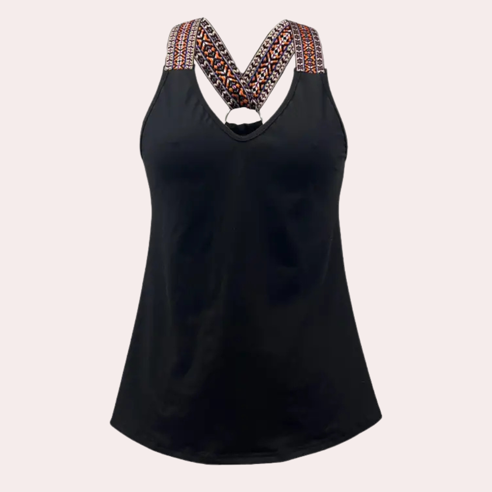 Essential women's black V-neck top, offering a chic & comfortable fit for versatile everyday fashion.