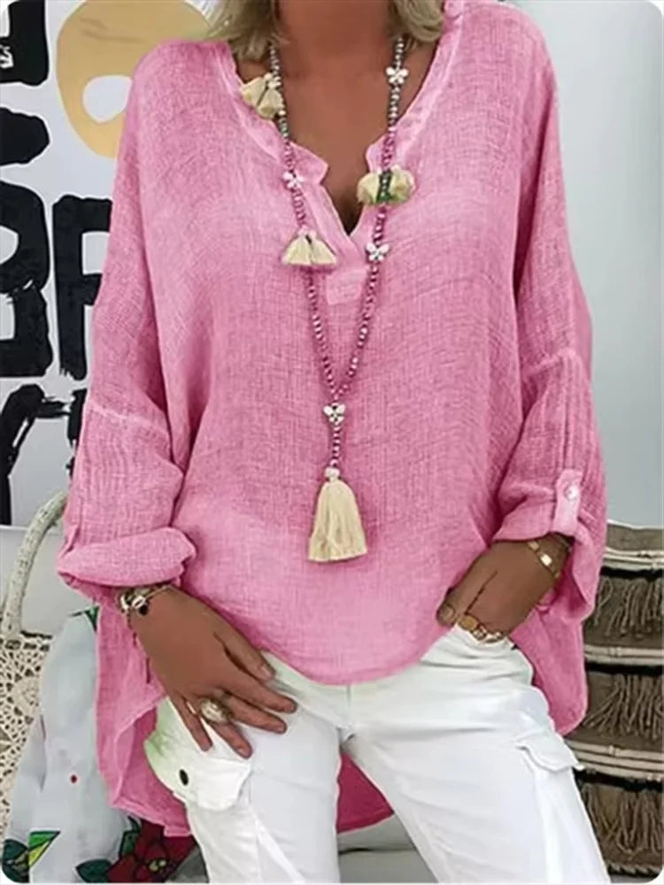 Relaxed fit oversized blouse for women, ideal as a beach cover-up or stylish everyday wear fashion top.