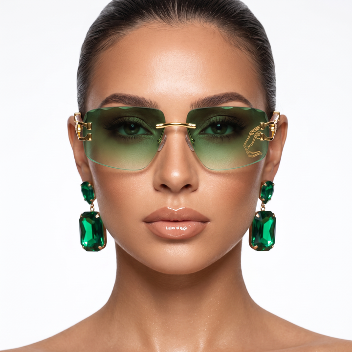 Essential UV protection sunglasses for women, featuring a chic rimless design and lightweight, elegant style.