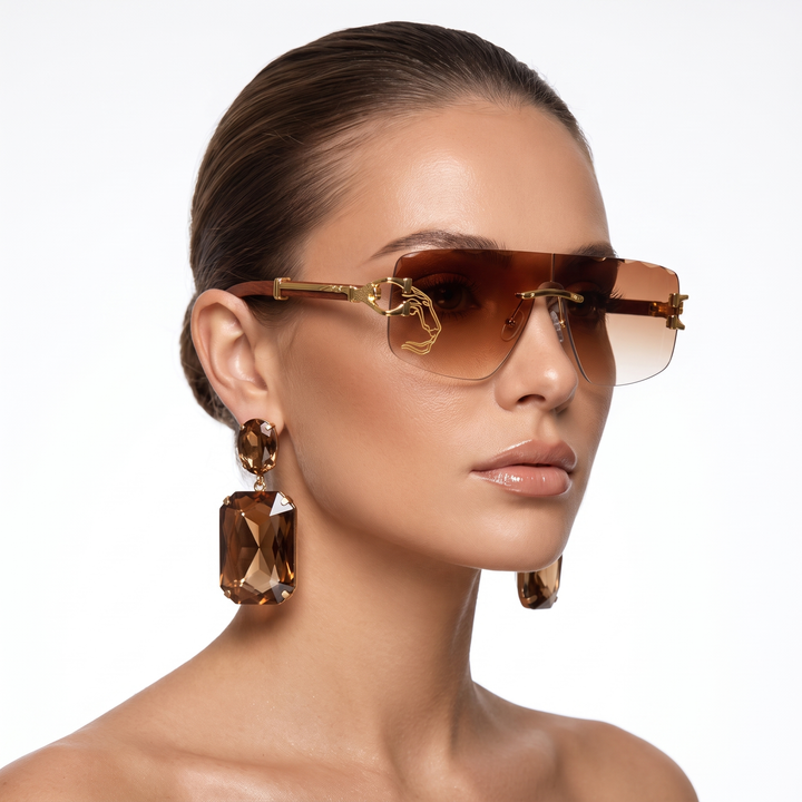 Versatile women's rimless sunglasses, a chic and elegant fashion accessory for all stylish summer looks.
