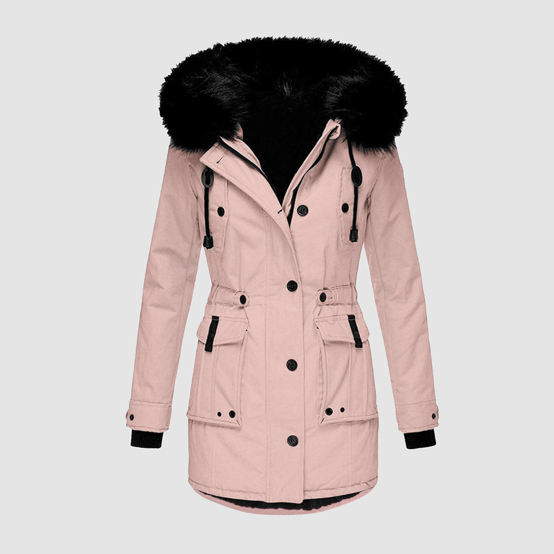 Cozy Valeria women's warm winter coat, designed for comfort and style in cold weather. Chic ladies outerwear.